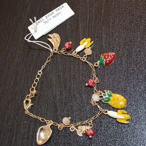 Gold Charm Bracelet with Colorful Accents